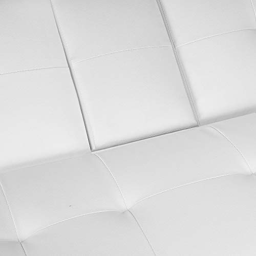 Topeakmart Adjustable Faux Leather Sofa Futon Modern Sofa Bed Convertible Sofa Couch Sleeper With Armrest Recliner Couch Home Furniture White #TOP7