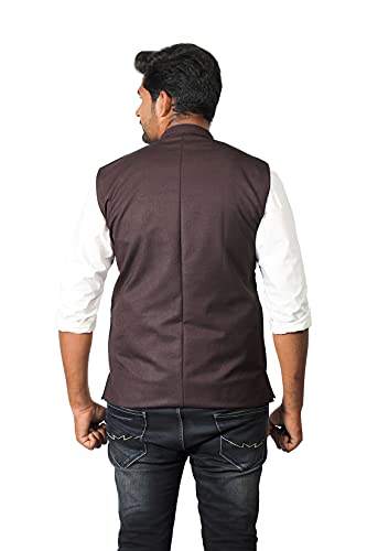 Image of PRAKASAM COTTON Men's Cotton Blend Nehru Jacket(Sleeveless wait coat)