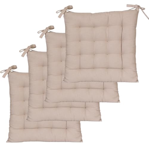 Atout Ciel Lot de 4 Galettes de Chaise carrées Bicolores 40x40cm, Taupe/Anthracite