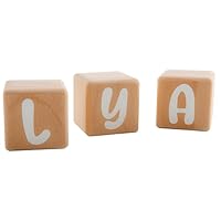 Louyou Holzwürfel, 5 cm x 5 cm, Set mit 3 Würfeln mit Aufklebern, weiß – Buchstaben aus Holz, groß, personalisierbar, Dekoration für Baby- und Kinderzimmer, Geschenk zur Geburt und personalisiertes