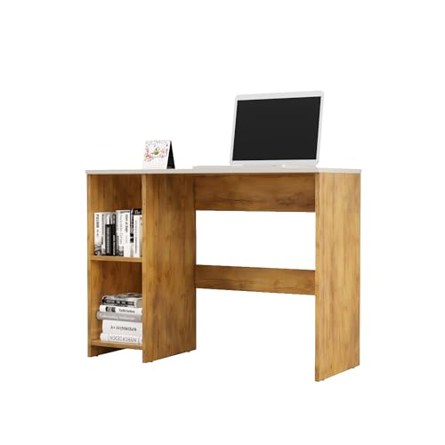 Image of Bniture Wooden Study Table for Home | Engineered Wood Study Table with 2 Storage Shelf | Multi Purpose Computer Desk for Writing & Study | Laptop Table for Study Room | Giant Wood & Frosty White
