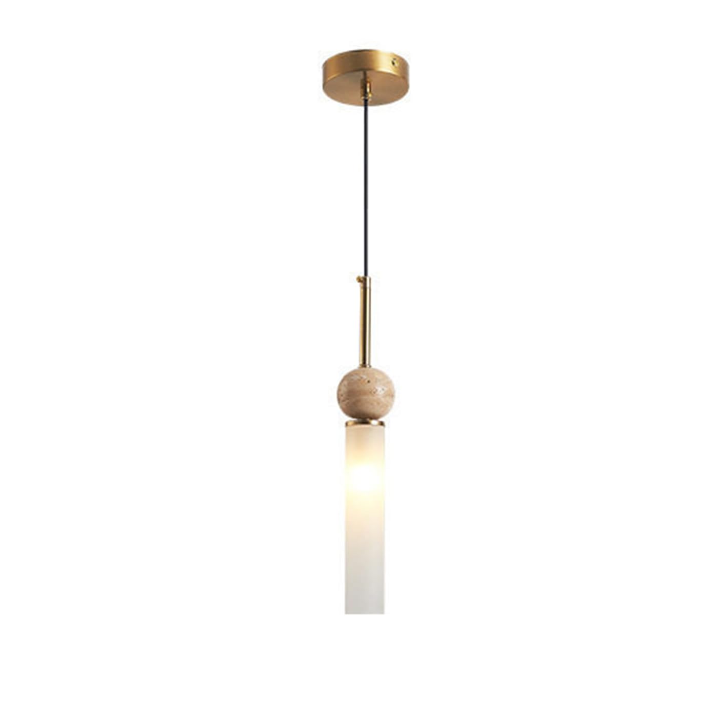 MTNROO Spherical Yellow Limestone Hanging Light Glass Lampshade Chandelier Rectangular G9 Single Head Pendant Lamp Wabi-sabi Style Tubular Ceiling Lighting Fixture for Living Room Commercial