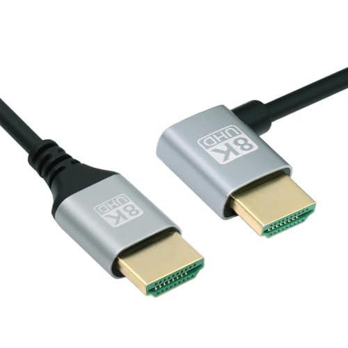 Image of Wefly HDMI 2.1 Cable HDMI Male to Male 90 Degree Left Angled 8K@60Hz 4K@120Hz 48Gbps Ultra High Speed Gold Plated 0.5m for TV Monitor Computer