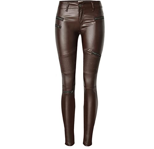 Women's Pu Slim Pants Faux Leather Stretch Skinny Jeans Pencil Pants Biker Pants