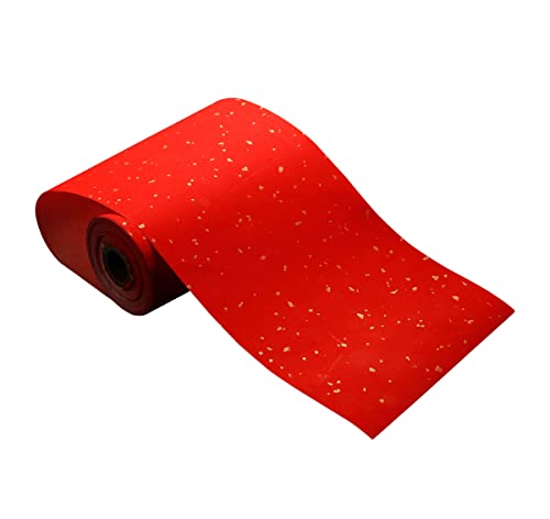 Red Xuan Paper Roll,Calligraphy Rice Thicken Paper Scrolls, Blank Chinese Couplets Chunlian Paper Cut for Chinese Spring Festival Party Decor,Half Raw Ripe 17cmx50m (6.7inch*164ft), Golden Point