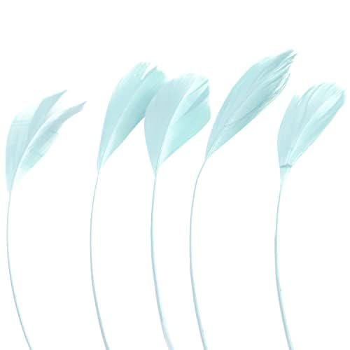 Stripped Coque Diamond Feathers - Long - Pale Blue - Choose Quantity (5 x Pale Blue Stripped Coque)