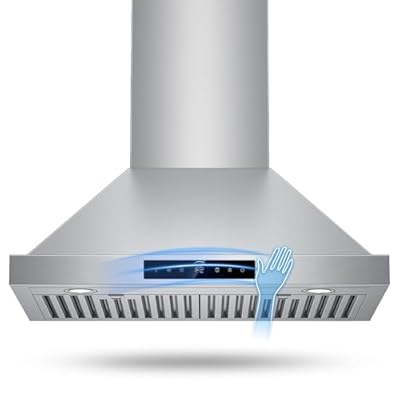 TAZPI 30 Inch Wall Mount Range Hood 1200 CFM, 4-Speed Smart Kitchen Range Hood 30 Inch with Touch Control & Gesture Sensing, 1500 Lumens LED Lights, Supports Only Duct Installation