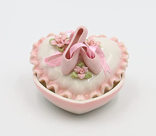 Cosmos 10603 Fine Porcelain Ballererina Shoe Heart Shape Box, 4-Inch #TOP6