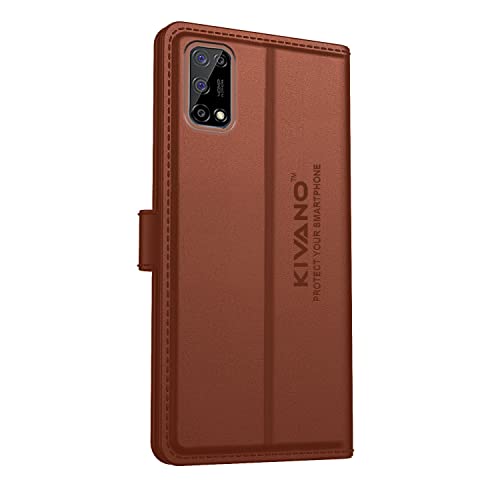 Image of KIVANO Compatible with Realme 7 / Realme Narzo 20 Pro Flip Cover | Leather Finish | Inside Pockets & Inbuilt Stand | Shockproof Wallet Style Magnetic Closure Back Cover Case