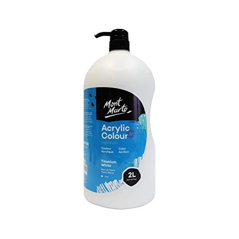 MONT MARTE White Acrylic Paint - 2L Bottle - Titanium White - Ideal for Acrylic Painting - Brilliant Lightfast Colour with great Opacity Cover