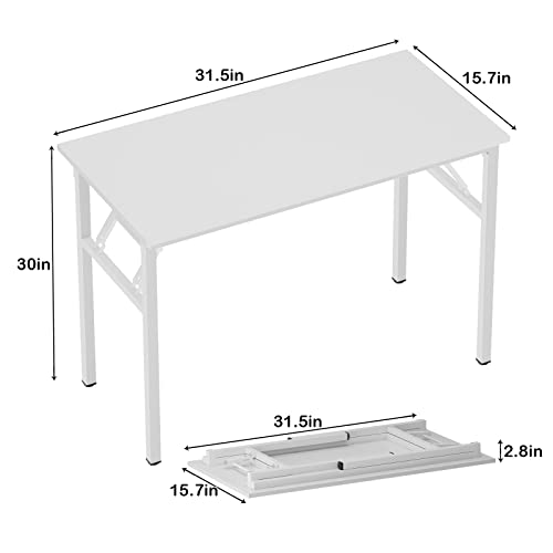 Need 31.5in Folding Computer Desk Foldable Work Desk Table Writing Desk Folding Home Office Desk, with BIFMA Certification, No Need to Assemble, White, AC5DW-8040-CA by Need - Image 6