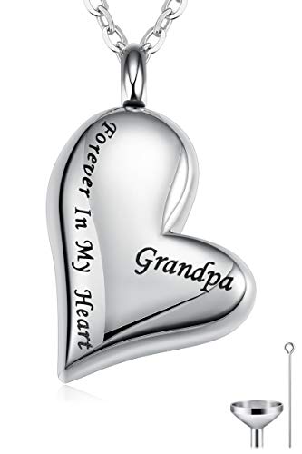 Cat Eye Jewels Grandpa Keepsake Stainless Steel Memorial Cremation Ash Holder Urn Necklace