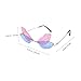GAROZATION 4 Pairs Frameless Dragonfly Wing Sunglasses Unisex Irregular Rimless Shades Vintage Fashion Eyewear for Beach Party with Black Gray, Pink Blue, Red Green, Lenses