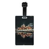 Amsterdam Night View - Etiqueta de equipaje con impresión de vista nocturna, etiqueta para maletas para cruceros, juego de etiquetas de accesorios de viaje