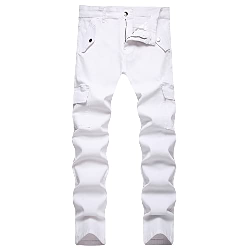 LONGBIDA Men's Slim Fit Stretch Ripped Skinny Jeans for Men, Distressed Straight Leg Fashion Denim Pants