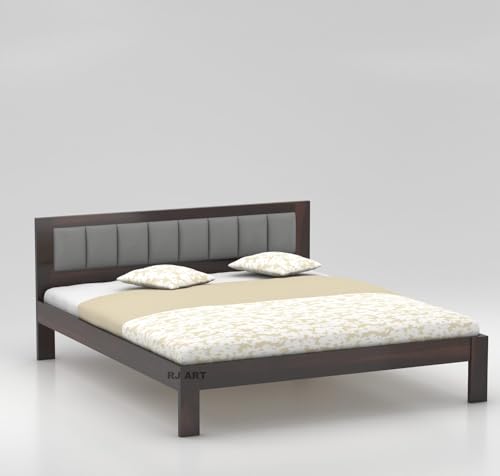 Image of Sheesham Wood King Size Bed Without Storage | Wooden Double Beds Cot for Bedroom Furniture | Palang Double Bed for Hotel (DIY- Customer Side Self Assembly) 1 Year Warranty - Walnut