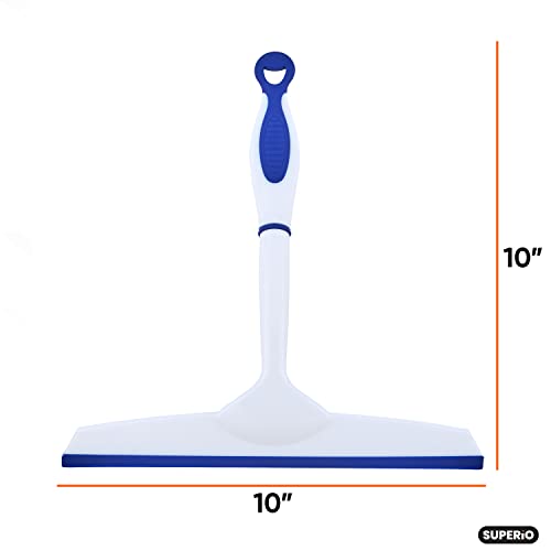 Image of Superio Rubber Squeegee, 3 Pack, Streak Free All Purpose Window Squeegee, Comfort Grip Handle and Hanging Hook (Blue- Red, Grey 10 Inch- 3 Pack)