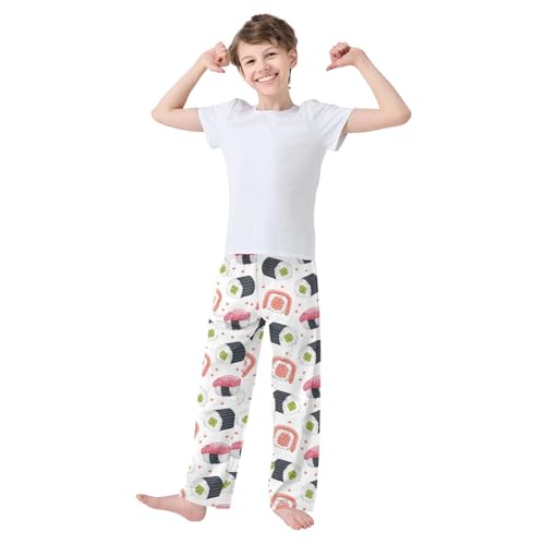 Boys' Pants Seafood Sushi White Long Bottoms Jogger Pants Elastic Waist Trousers with Pockets S-XL2