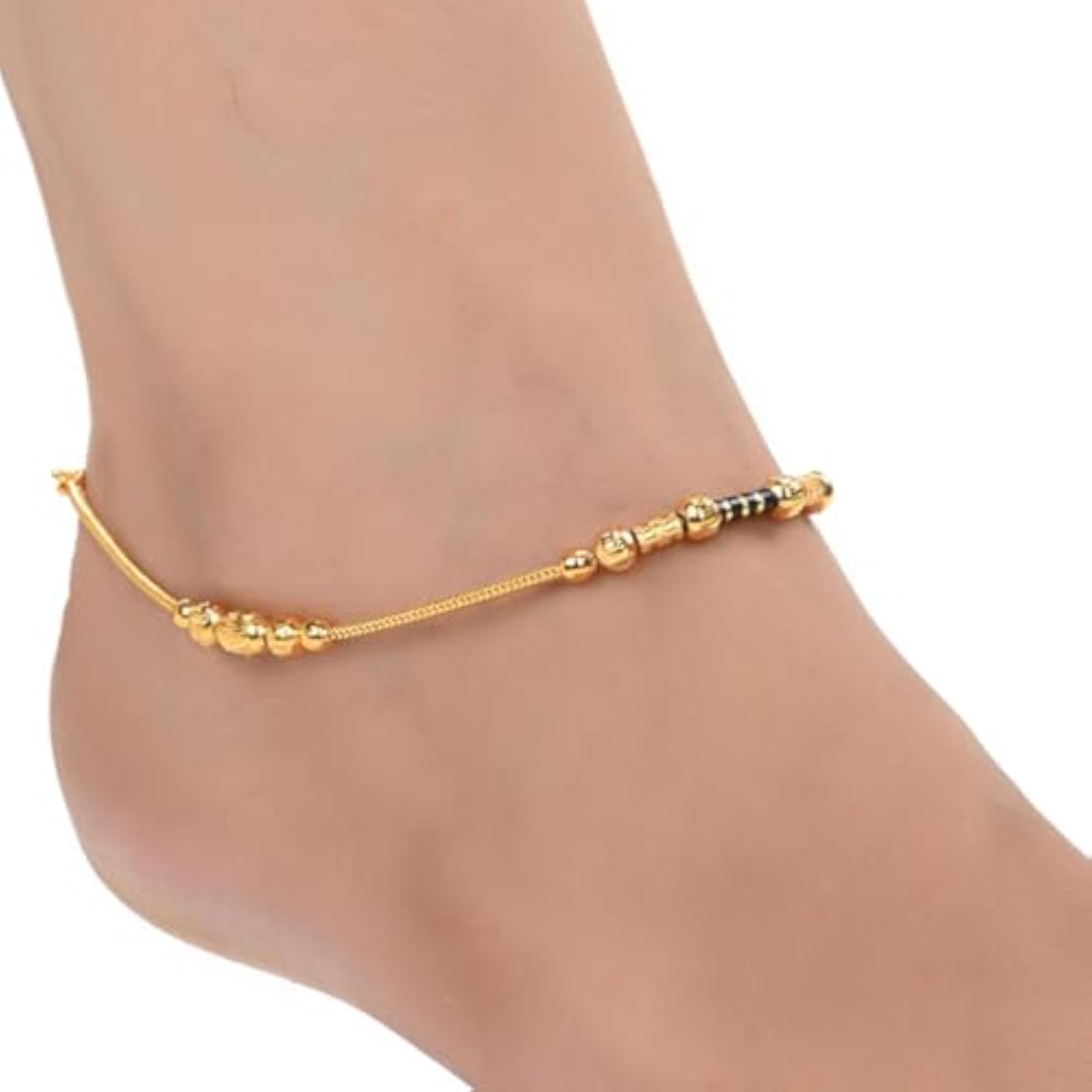 Women's Gold Plated White Metal Anklet, Elegant Design