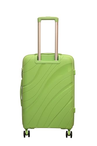 Image of Skybags Set of 3 (Cabin+ Medium+Large) Hard Suitcase (55+67+77 cm) | Luggage Trolley with 8 Spinner Wheels,Light Weight with 5 Years International Warranty (Black) (Green)|Material: Polypropylene (PP)