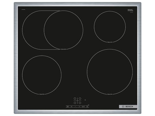 BOSCH PIF64RBB5E Série 4 Plaque de cuisson vitrocéramique autonome 60 cm de large, TouchSelet, zone à rôtir, PowerBoost, ReStart, cadre périphérique, noir