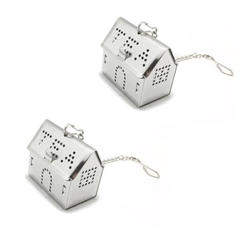 PRETYZOOM 2pcs Stainless Steel Tea Strainer Filter Infuser House Shape Design Fine Mesh Tea Balls for