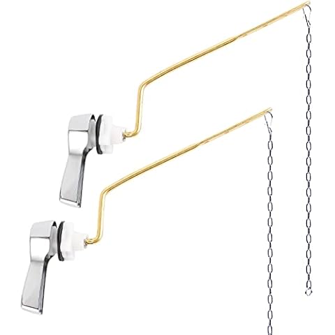 2 Pack Universal Toilet Handle with Stainless Steel Flapper Chains Cover
