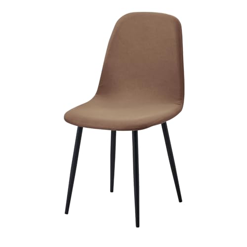 Image of HOKIPO 'SereneSolids' 140 GSM Shell Chair Cover, Mid Century Modern Dining Chair Cover, Pack of 1, Dark Camel (AR-6248-DCML)