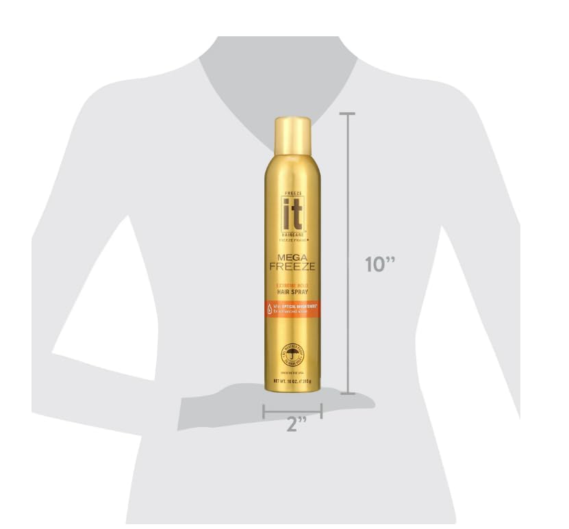 F'reeze IT Mega Free~ze Hair Spray, Extreme Hold,10 Oz ~ (2 Count)