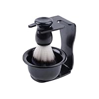 Aiweijia Rasierpinsel-Set,3 in 1 Rasierset für Männer Haar-Bartpinsel mit Ständer Rasiererhalter und Rasierschale für Vatertagsgeschenke