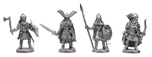 IRON WIND METALS 4 Piece Viking Raiders Set - 100% Lead-Free Pewter - Classic Fantasy Miniatures for 28mm Table Top Games - Made in USA - RAL Partha...