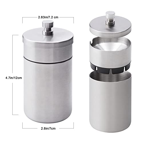 Stainless Steel Auto Ashtrays With Lid Car Ashtray Smell Proof Portable Smokeless Detachable Windproof Extinguished Butt Bucket Ash Tray For Car Cup Holder (Silver) #TOP1
