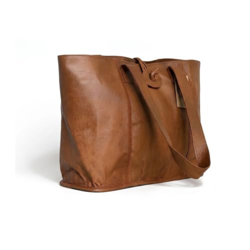Image of vintage crafts Genuine Leather Tote Bag | Handbag | Shopper Purse Shoulder Bag | Office Laptop Bag for Women