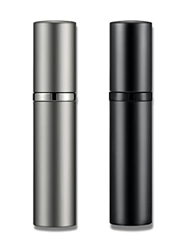 VVGAOGES Pulverizador de perfume recargable, atomizador de perfume para viajes, botella de spray pequeña para perfumes, botellas de perfume vacías para viajes 5 ml (negro y gris) Cover