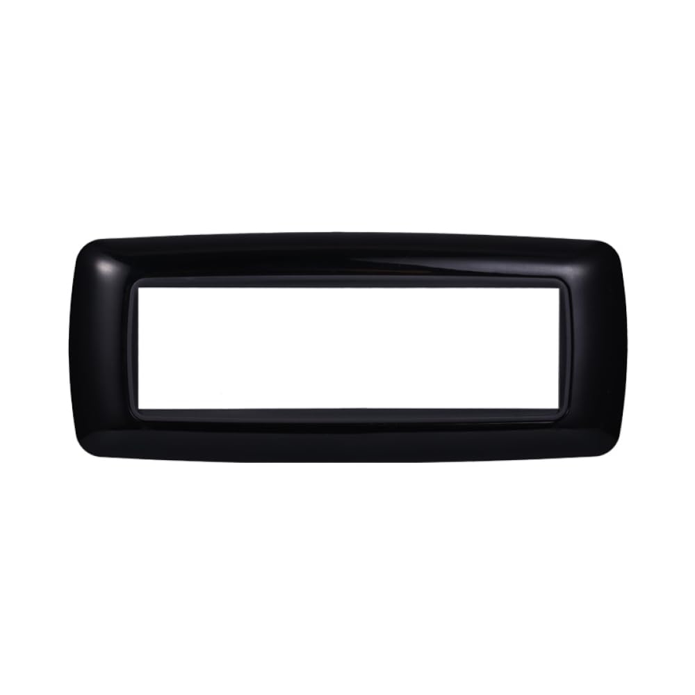 CONFEZIONE DA 10 PLACCHE BOMBATE, TECNOPOLIMERO, COMPATIBILE CON BTICINO LIVING, 7 MODULI/POSTI, NERO, CORNICE NERA, ARROTONDATE, DESIGN ELEGANTE E MODERNO, PER INTERRUTTORI/PRESE