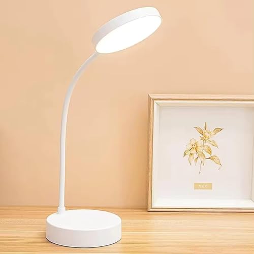 Image of KIMEE LED Desk Lamp - Corded Electric Plug-in Study Light, 3 Brightness Modes, 360 Flexible Gooseneck, Built-in Phone Holder & Stationery Organizer, Eye-Caring Table Lamp for Students, Home & Office