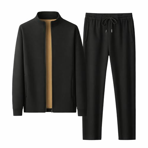 Sudadera de algodón para hombre invierno conjunto de dos piezas informal con cárdigan forro polar