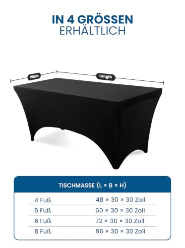 Utopia Kitchen Spandex-Tischdecke 1er-Pack [4FT, Schwarz] Waschbare und Knitterfreie Rechteckige Stretch-Tischdecke für Veranstaltungen… – Ansicht 3