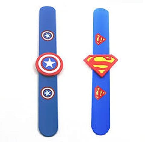 VIRTUAL WORLD Superhero Slap Bracelets for Boys and Favors Mix Super Heroes Pack of 2 Wristband Accessories
