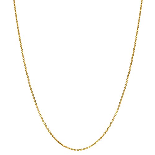 BERRICLE Italian Yellow Gold Flashed Sterling Silver Rolo Fashion Chain Necklace 1mm 20 inch