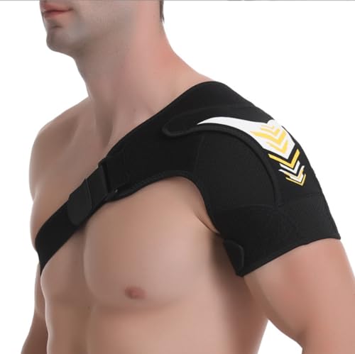 WIVKS Shoulder Support - Neoprene Adjustable Shoulder Compression Brace Shoulder Strap Wrap Belt Band for Men Women Rotator Cuff Tear Injury Recovery (Yellow)