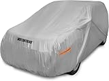 Motor Trend Safeguard Heavy Duty Car Cover for Vans & SUVs - Car Tarp Waterproof All Weather SUV Car Cover Sun Protection UV Rain Snow Winter Car Cover Outdoor Reflective Car Cover - Up to 225' Length