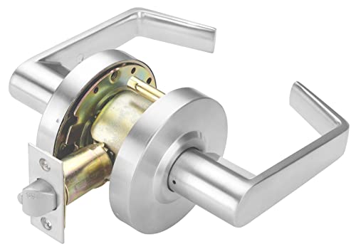 Clg Hardware Commercial Lever Door Lock - Heavy-Duty Locking Door Handle, Designer Door Handles, Cylindrical Lever Lock, Non-Handed Grade 2 Industrial Door Handle, 26D Satin Chrome, Passage/Closet #TOP11