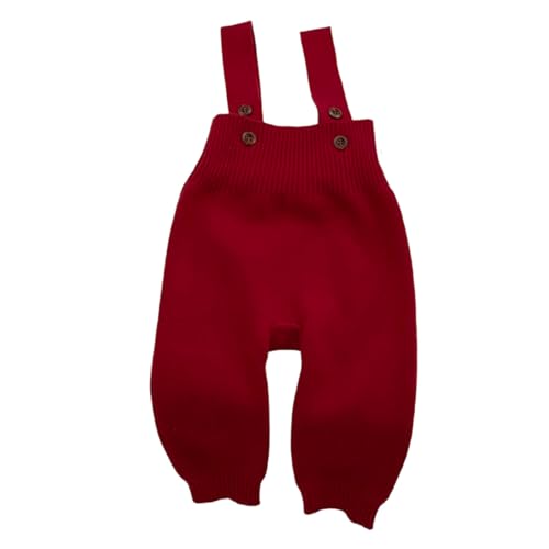 Mono de Bebé Tejido con Tirantes Regulables Conjunto de Pantalón para Niñas y Niños Ropa de Abrigo Otoño Invierno (Red, 0-3 Months)