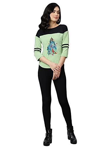 Image of OM SAI LATEST CREATION Women's New 3D Printed Lycra 3 /4 Sleeve Regular Fit Office wear,Casual wear Western Top