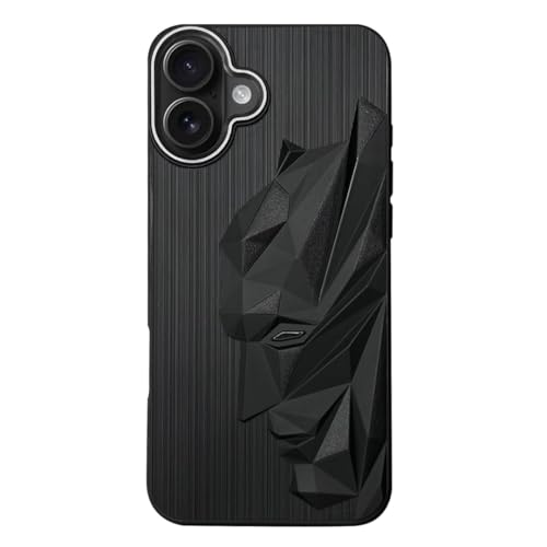 NIUKIN Mobile Case for iPhone 17 | 3D Engraved Design | Metallic Camera Ring | Shockproof Scratch Proof Cover | Black