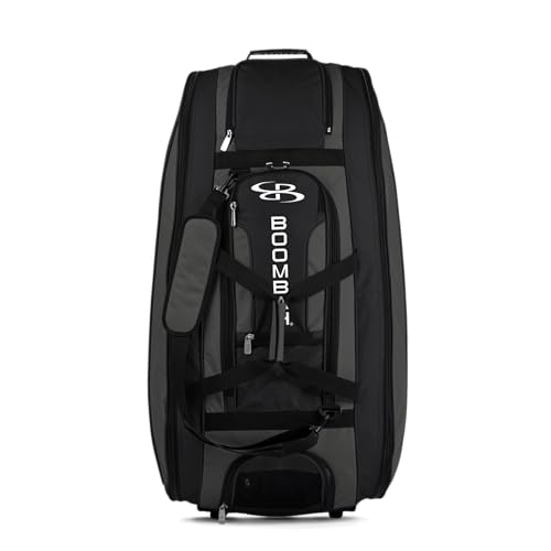 Boombah Beast Rolling Bat Bag - 40" x 14" x 13" - BB2C23 Charcoal/Black - Holds 8 Bats, Glove and Shoe Compartments