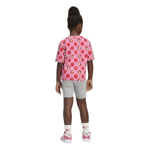 adidas Girls x Disney Minnie Mouse Sportswear T-Shirt Set, Pink Fusion/Multicolor, 4 Years3