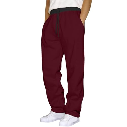 Sweatpants for Men Casual Baggy Big and Tall Sweat Pants with Pockets Elastic Waist Fleece Jogger Pants Open Bottom Trousers