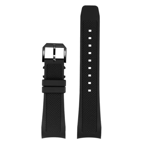 Image of 22mm Diving Silicone Rubber Watchband Compatible With IWC PORTUGIESER YACHT CLUB CHRONOGRAPH IW390503 IW390502/390507 Black Blue Watch Strap(Black black pin)